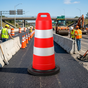 Barrera de Seguridad Vial Wesure, Barrera de Tráfico de 900 mm, Base de Plástico y Goma, Poste Delimitador de Seguridad Vial - Product Image 2