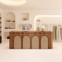 Mostrador de Recepción de Madera Sólida Moderno y Personalizado de Alta Calidad, Mesa de Caja Comercial Rectangular con Almacenamiento, Tamaño y Logotipo Personalizables