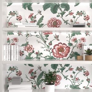 Papier peint autocollant mural vintage floral blanc Laatse New Style Peel & Stick 17,5 pouces x 118 pouces - Product Image 4
