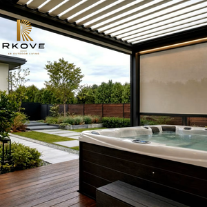 Pérgola independiente ajustable RKOVE RK-C2 con persianas y pantalla enrollable, pabellón exterior de aluminio para privacidad en spa. - Product Image 2