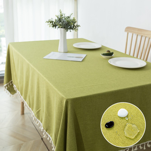 High Quality Nonwoven Modern Tassel <b>Tablecloth</b> Waterproof Floral Printed Square Faux Linen Texture Wrinkle-Free Home <b>Party</b> - Product Image 1