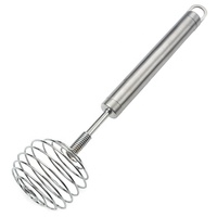 Fouet à œufs manuel en acier inoxydable de haute qualité, forme de boule, ressort, mélangeur à œufs rotatif