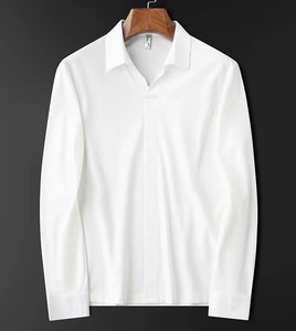 <span class=keywords><strong>M</strong></span>-4XL Heren V-hals Langarm Poloshirt Hoge Kwaliteit Elastisch Naadloze Kraag T-shirt Blouse Slim-Fit Top - Product Image 3
