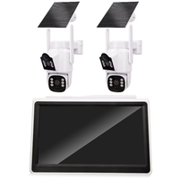 Kit de caméra de sécurité solaire WiFi à double objectif 4MP avec moniteur LCD 10,1 pouces, audio bidirectionnel, vision nocturne, panoramique/inclinaison et stockage sur carte SD