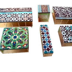 Arabic Style Wood Lacquer Finish <b>Container</b> with Mother Pearl Dessert Chocolate Candy Storage Box for Ramadan Eid Gift Food Use - Product Image 1