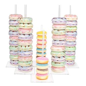 Vente en gros d'usine, lot de 6 supports à donuts en acrylique transparent, fournitures de décoration de gâteaux pour Pâques, la fête des pères, la remise des diplômes, décoration de fête - Product Image 1