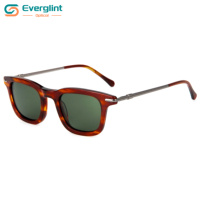 Lunettes de soleil carrées rétro polarisées de luxe haut de gamme, personnalisées, fabriquées à la main en acétate et métal