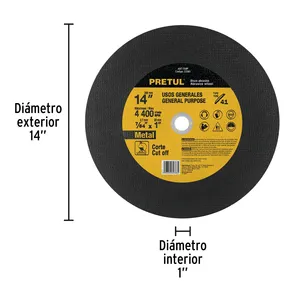 Scatola con 5 unità tipo 41 disco di 14 'x 3.1mm per il taglio di metallo, PRETUL - Product Image 2