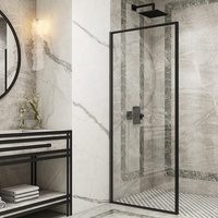 Paroi de douche rectangulaire moderne en verre trempé avec cadre doré, étanche, panneau fixe, portable