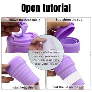 2025 Rubber Foldable Bottle Travel Sustainable Silicone Folding Water Coffee Cup with Holder and Straw - Product Image 6