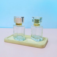 Venta al por Mayor de Botellas de Perfume de Vidrio Cuadradas Transparentes de 30ml 50ml 100ml con Pulverizador y Serigrafía Personalizada con Logotipo