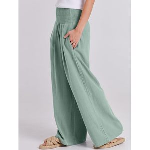 Pantalon Palazzo en Lin pour Femme FOXA, Taille Haute, Jambes Larges, Style Bohème, Décontracté, Idéal pour la Plage, les Voyages et les Vacances d'Été - Product Image 6