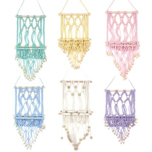 Kit de <span class=keywords><strong>macramé</strong></span> multi-usage, étagère murale bohème, bricolage, salon, polyester, pompon, étagère de rangement, décoration intérieure, cadeau pour débutants - Product Image 6