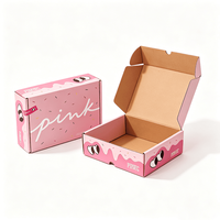 Boîte en carton ondulé personnalisée avec yeux de dessin animé, emballage en carton rose ludique à motif goutte d'eau pour solutions d'expédition de marques de snacks