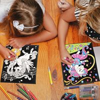 Artisanat en feutre de licorne personnalisé en gros, bricolage, art mural créatif, impression, velours, affiches lumineuses noires pour les voyages en famille