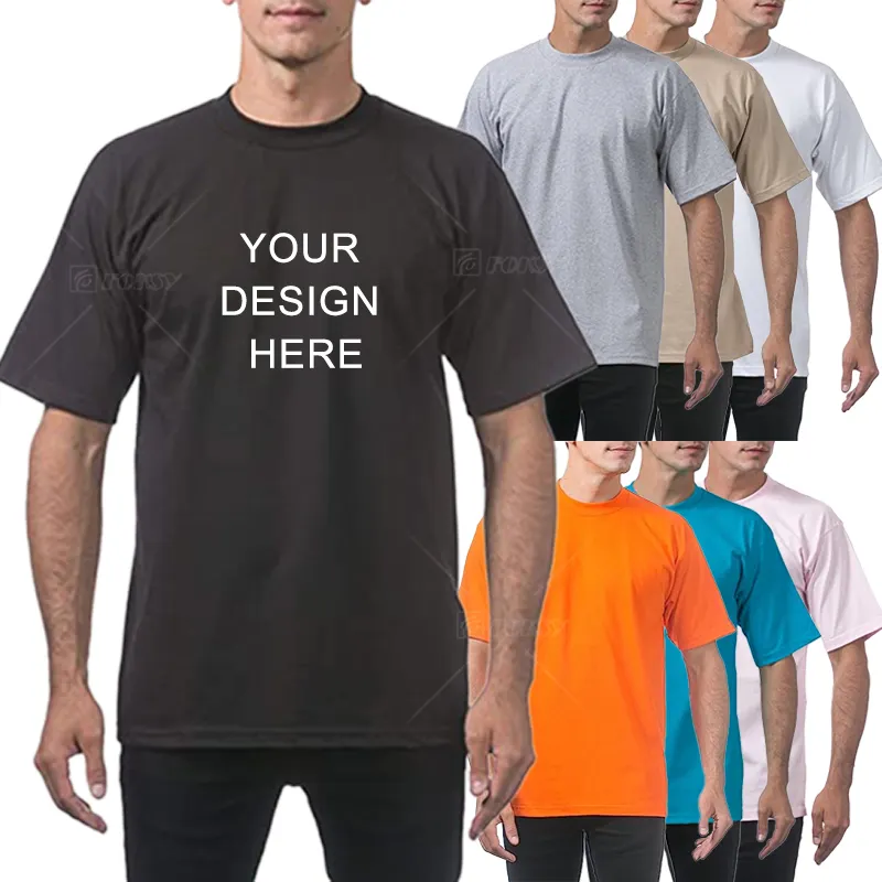 T-shirts vierges personnalisés de haute qualité 100% coton de couleur unie pour hommes Pro Club T-shirt surdimensionné à épaules tombantes lâches lourds