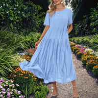 Robe longue d'été 2024 pour femme, motif floral, col en V, bretelles spaghetti, coupe courte et fluide, style décontracté bohème, tricotée, lavable, avec poches et ceinture, grandes tailles