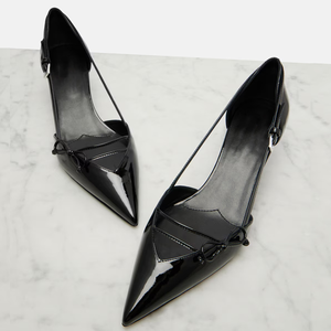 Scarpe da Donna Taglia Grande 45 con Taglio Laterale, <span class=keywords><strong>Tacco</strong></span> <span class=keywords><strong>Basso</strong></span>, Vestibilità Larga, Décolleté Eleganti a Punta, <span class=keywords><strong>Sandali</strong></span> Slip-on con Fiocco - Product Image 5