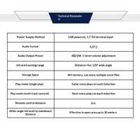 Módulo de Voz DT810 con Chip, Sensor Infrarrojo de Cuerpo Humano, Detección Infrarroja Inalámbrica, Descarga USB, Memoria Integrada de 4M, Voz y Movimiento