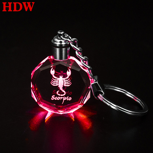 Wholesale 3D Laser Engraved Octagon <strong>Crystal</strong> Key Chain with LED Light Personalized Souvenir Gift <strong>Crystal</strong> <strong>Keychain</strong> - Product Image 5