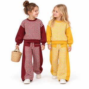 Conjunto de Dos Piezas de Tela para Yoga para Niñas, Top de Manga Larga y Pantalones de Corte Holgado con Cintura Elástica para Otoño e Invierno - Product Image 4