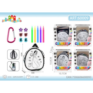 Mochila escolar informal para niñas con diseño de grafiti pequeño Material de nailon impermeable Característica de bricolaje Cierre de cremallera - Product Image 1