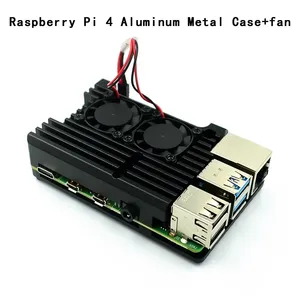 For <strong>Raspberry</strong> <strong>Pi</strong> 4 <strong>3</strong> Model B 3B Plus Aluminum Case with Dual <strong>Cooling</strong> Fan Metal Shell Enclosure for RPI <strong>Raspberry</strong> <strong>Pi</strong> 4B 3B+ Model - Product Image 3