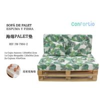 Coussin de palette en mousse haute densité 12 cm - Motif camouflage forêt - Ferme pour siège et oreiller
