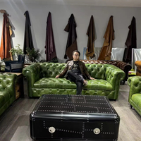 Canapé Chesterfield en cuir véritable italien de haute qualité, style rustique capitonné, couleur bronzée, 3 places, ensemble modulaire pour salon