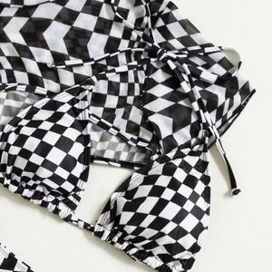 Traje de Baño de Una Pieza con Logotipo Personalizado al por Mayor, Bikini Texturizado con Tirantes Triangulares, Secado Rápido - Product Image 1