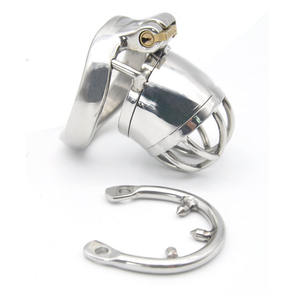 S/L Silver Stainless Steel Male <strong>Chastity</strong> Device Penis Lock Cock <strong>Cage</strong> with <strong>Spiked</strong> Ring Sex Toys for Men Game - Product Image 2