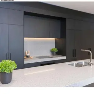 Уникальный индивидуальный дизайн темно-серый матовый лак кухонный шкаф с островной мягкой закрывающей аппаратурой