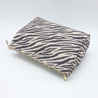 Tas Makeup Motif Zebra dan Leopard dengan Ritsleting, Dompet Kosmetik Wanita Ukuran Besar, Tas Jinjing Portabel untuk Perjalanan dan Penyimpanan Sehari-hari