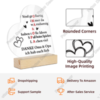 Benutzer definierte DIY herzförmige Acryl Plaque Ornament mit modernen Holz ständer Elegante Home Desk Dekor und Geschenk Display