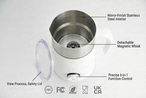 Mousseur à lait <span class=keywords><strong>électrique</strong></span> automatique 6-en-1, 700 ml, à induction magnétique, en acier inoxydable, pour mousse chaude et froide, usage domestique - Product Image 2