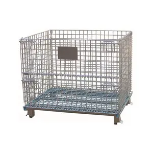 2024 vente chaudeCage en treillis métallique pliable/conteneur de stockage conteneur de stockage de roulement de fil boîte en maille pliable cage en fil