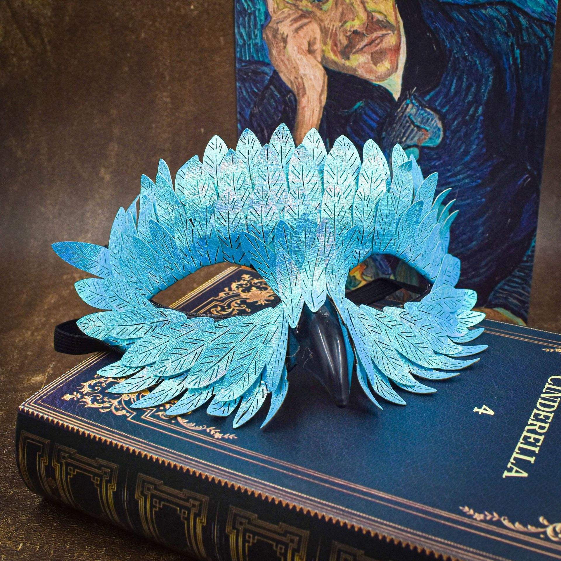 Halloween Exquisite Bird Beak Mask Makeup Ball Carnival Black Half Face Owl Feather Mask