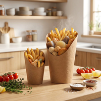 Support à frites en papier kraft imprimé sur mesure de qualité alimentaire, emballage alimentaire jetable pour frites, nouilles et biscuits