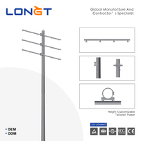 Poteau de ligne de transmission en acier galvanisé à chaud LONGT OEM pour extérieur, hauteur 3m-35m, résistance au vent 180km/h, durable et étanche
