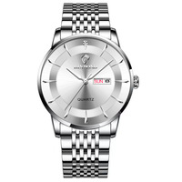 Reloj de Cuarzo de Lujo Binbond B2077 2077 para Hombre, Correa de Acero Inoxidable, Resistente al Agua, Calendario, Reloj de Pulsera Casual de Negocios para Hombre