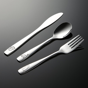 Een 410 Stainless Steel <strong>Childrens</strong> Cartoon Knife Fork Spoon Set Dinosaur Stamp Cross-Border Baby Mom Western <strong>Cutlery</strong> - Product Image 1