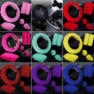6 pièces/ensemble Faux cheveux <span class=keywords><strong>fourrure</strong></span> moelleux chaud voiture <span class=keywords><strong>volant</strong></span> couverture lapin frein à main pommeau de vitesse accoudoir couverture ceinture de sécurité couverture - Product Image 1