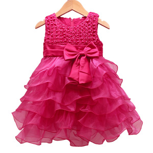 Robe de princesse pour bébé fille, robe de fête d'anniversaire, coupe trapèze, décolleté en cœur, rose, rouge, blanc, couleur champagne - Product Image 4