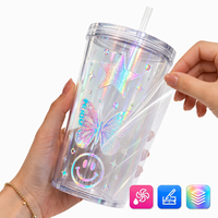 Autocollant holographique UV en cristal pour étui de téléphone, décalcomanie laser pour gobelet, résistant aux rayures pour métal et plastique, idéal pour les artisans DIY