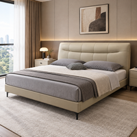 Lit en cuir minimaliste italien à prix d'usine, design de tête de lit ondulée, mobilier de chambre principale, vente en gros
