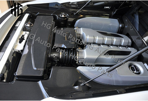 แผงห้องเครื่องยนต์รถยนต์5ชิ้น/ชุดผ้าคาร์บอนไฟเบอร์แห้งครอบคลุมส่วนต่างๆของร่างกายสำหรับ2007-2016 R8 Audi V10 V8ขอบภายในเครื่องยนต์ - Product Image 3