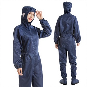 Combinaisons <span class=keywords><strong>de</strong></span> <span class=keywords><strong>travail</strong></span> antistatiques et anti-poussière en polyester à capuche, trois pièces, pour salle blanche ; Vêtements <span class=keywords><strong>de</strong></span> <span class=keywords><strong>travail</strong></span> bleus et blancs, anti-poussière, lavables, vente en gros usine - Product Image 6