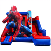 Structure gonflable combinée avec toboggan, thème héros araignée, château gonflable pour enfants, pour fêtes en plein air, événements, utilisation en aire de jeux