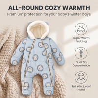 Combinaison d'hiver rembourrée pour bébé avec imprimé ours mignon, capuche à oreilles d'ours, matelassée, pour nourrisson