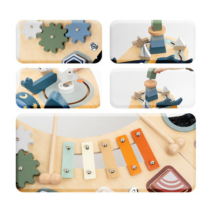 Blocs <span class=keywords><strong>de</strong></span> construction multifonctionnels en perles <span class=keywords><strong>de</strong></span> bois pour enfants, jouet éducatif précoce, <span class=keywords><strong>table</strong></span> d'activités lune avec différentes options <span class=keywords><strong>de</strong></span> jeu - Product Image 4